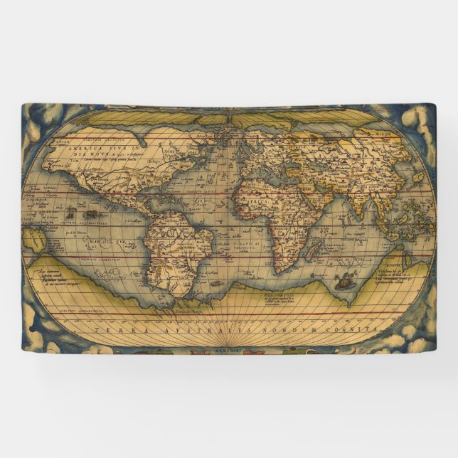 Weltkarte Antique Ortelius Banner (Horizontal)