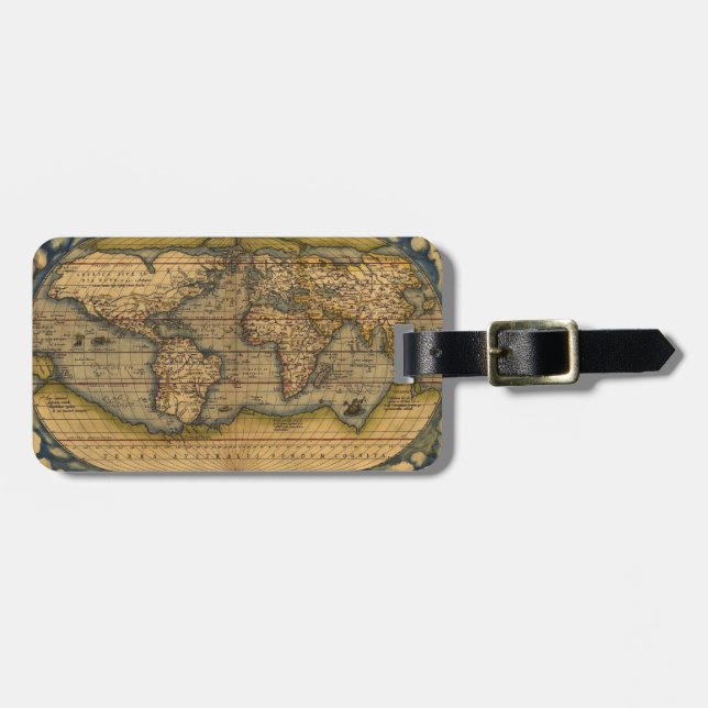 Weltkarte Antique Ortelius Gepäckanhänger (Vorderseite horizontal)