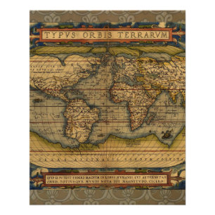 Weltkarte Antique Ortelius Poster