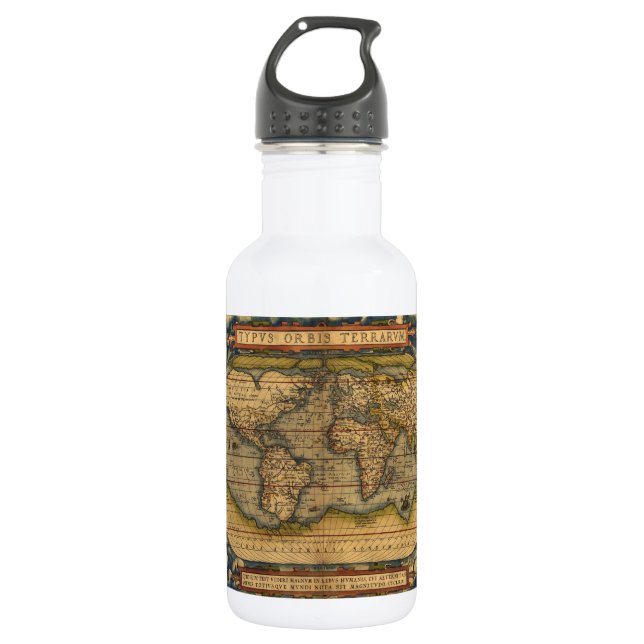 Weltkarte Antique Ortelius Trinkflasche (Vorderseite)