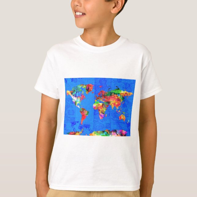Weltkarte-Aquarell 1 T-Shirt (Vorderseite)