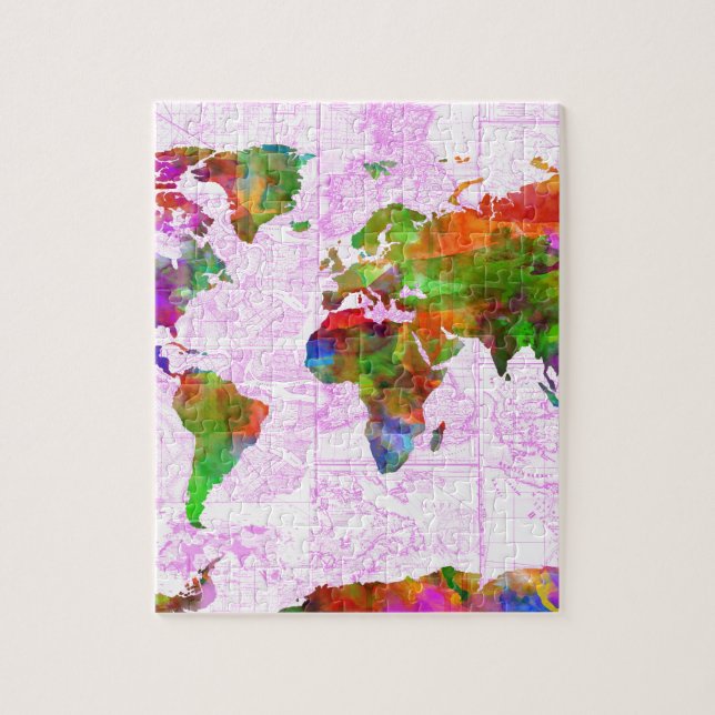 Weltkarte-Aquarell 4 Puzzle (Vertikal)