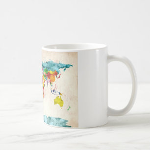 Weltkarte-Aquarelle Kaffeetasse