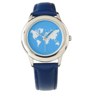 Weltkarte auf einer Armbanduhr