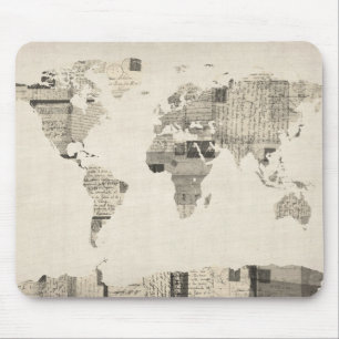 Weltkarte aus alten Postkarten Mousepad