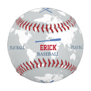 Weltkarte Baseballer personalisiert Baseball