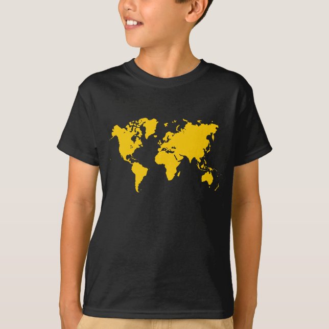 Weltkarte - Bernstein T-Shirt (Vorderseite)