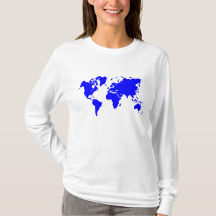 Weltkarte - Blau T-Shirt