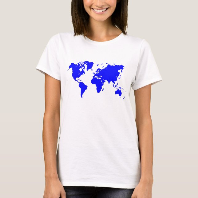 Weltkarte - Blau T-Shirt (Vorderseite)