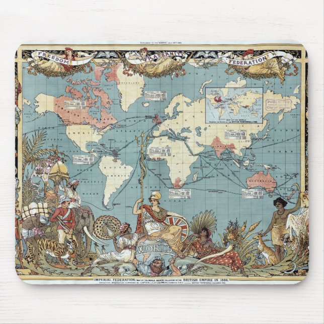 Weltkarte - Britisches Reich - 1886 Mousepad (Vorne)