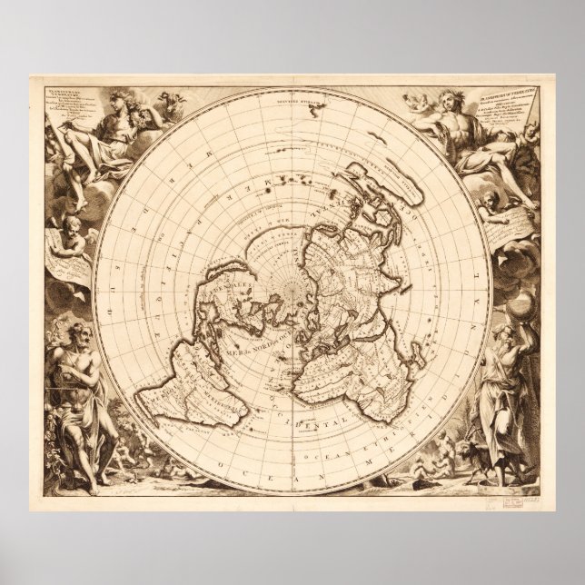 Weltkarte ca. 1713 (Planisphere Terrastre) Poster (Vorne)