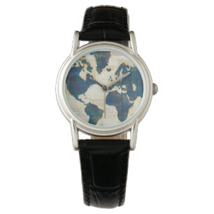 Weltkarte-Collage Armbanduhr