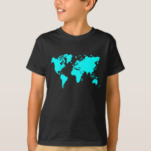 Weltkarte - cyan-blau T-Shirt