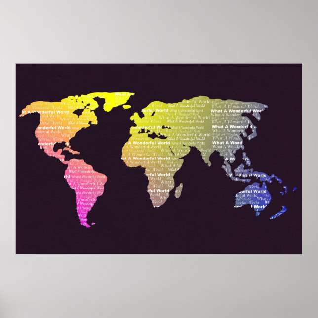 Weltkarte dekorative Typografie Rainbow Poster (Vorne)