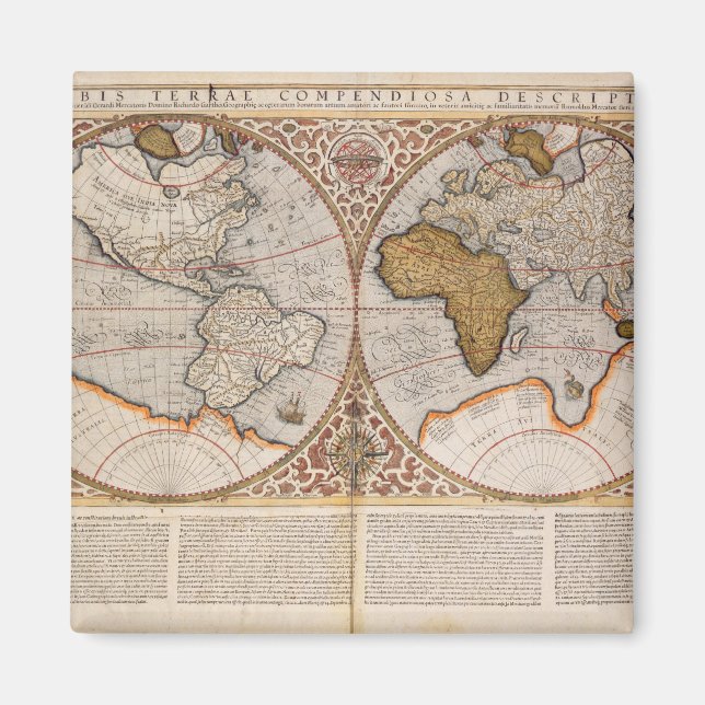 Weltkarte der Doppelhalbkugel, 1587 Magnet (Vorne)