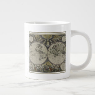 Weltkarte der Doppelhalbkugel  1672 Jumbo-Tasse