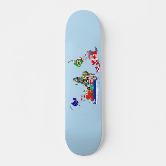 Weltkarte der Flaggen Skateboard (Vorne)
