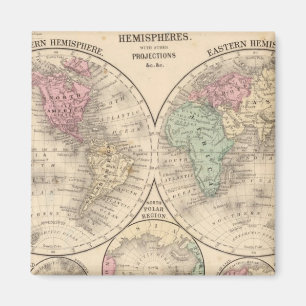 Weltkarte der Hemisphären von Mitchell Magnet