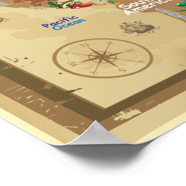 Weltkarte der Kinder - erdig Poster (Ecke)