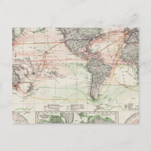 Weltkarte der Meeresströmungen Postkarte