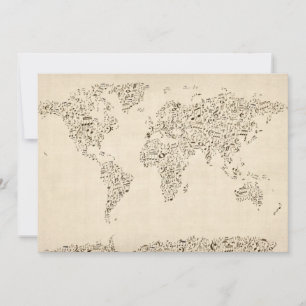 Weltkarte der Musiknoten