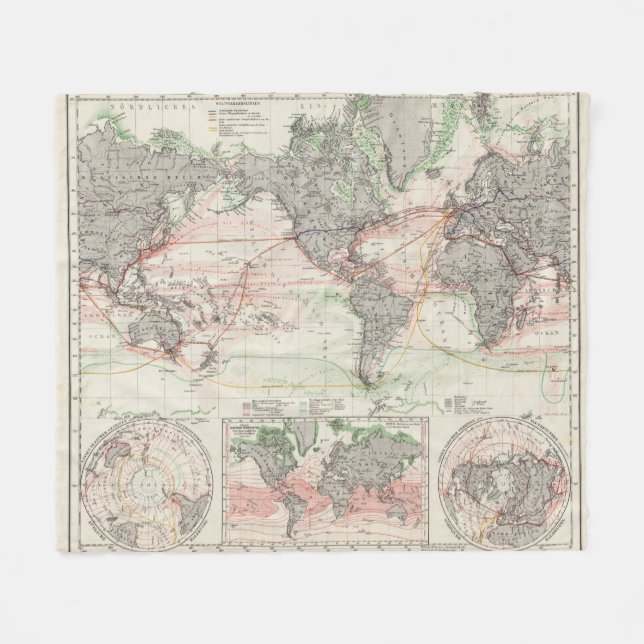 Weltkarte der Ozean-Strom Fleecedecke (Vorderseite (Horizontal))