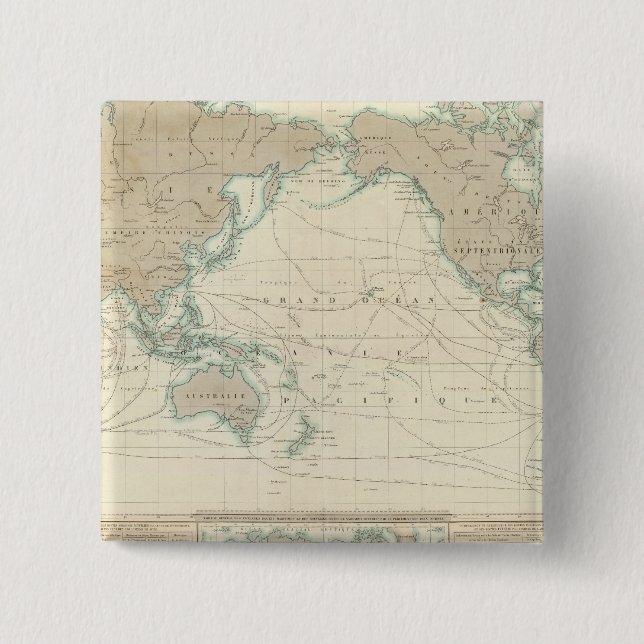 Weltkarte der Schiffskanäle Button (Vorderseite)