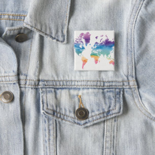 Weltkarte der Wasserfarben Button