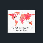 Weltkarte der Wasserfarben mit 2 Sternen verbunden Leinwanddruck<br><div class="desc">Watercolor World Map Long Distance Relationship in Coral und Peach Canvas Print mit 2 Herz und Anschluss - sie können verschoben und positioniert werden, wo immer sie benötigt werden (für nähere Verbindungen reduzieren die Größe des Anschlusses, damit es funktioniert) Gedicht lautet "zusammen für immer auseinander, vielleicht in der Ferne, aber...</div>