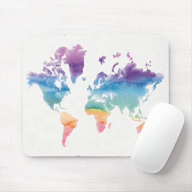 Weltkarte der Wasserfarben Mousepad (Mit Mouse)