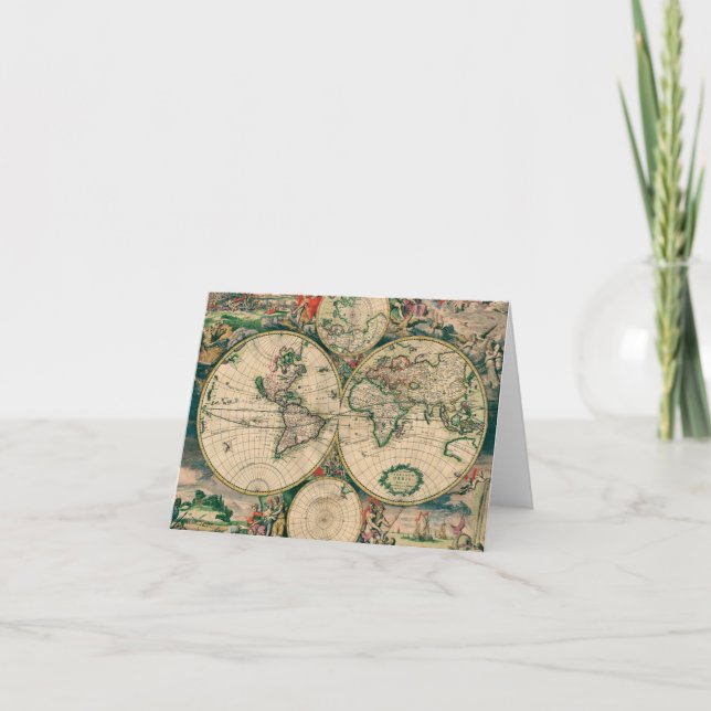 Weltkarte des 17. JahrhundertsNotecard Dankeskarte (Vorderseite)