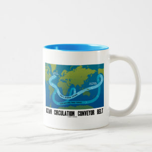 Weltkarte des Förderbandes der Ozeanzirkulation Zweifarbige Tasse