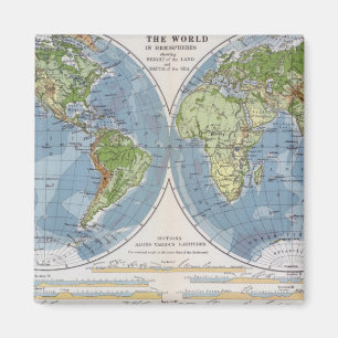 Weltkarte, die Höhen der Landtiefe von Meer zeigt Magnet