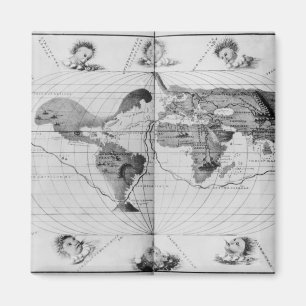 Weltkarte, die Magellans Weltreise verfolgt Magnet