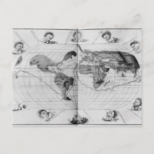 Weltkarte, die Magellans Weltreise verfolgt Postkarte