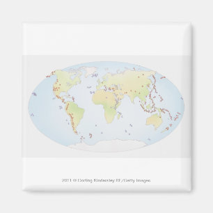 Weltkarte, die Standorte der vulkanischen Magnet