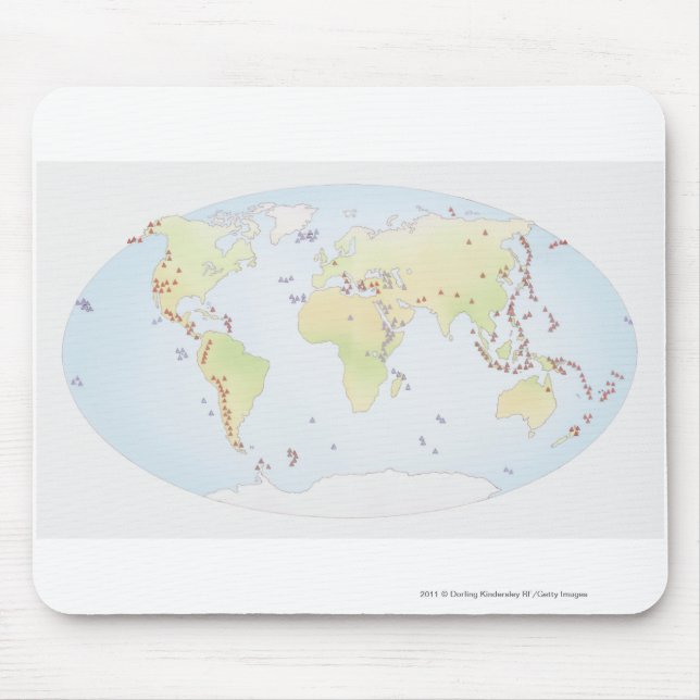 Weltkarte, die Standorte der vulkanischen Mousepad (Vorne)