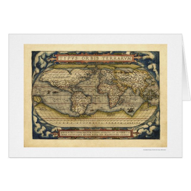 Weltkarte durch Ortelius 1570 (Vorderseite (Horizontal))