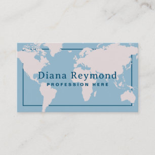 Weltkarte Elegante Light Blue Business Card Visitenkarte