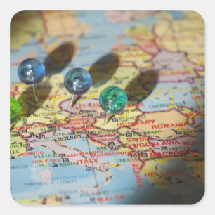 Weltkarte, Europa Quadratischer Aufkleber