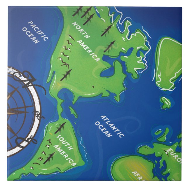 Weltkarte Fliese (Vorderseite)