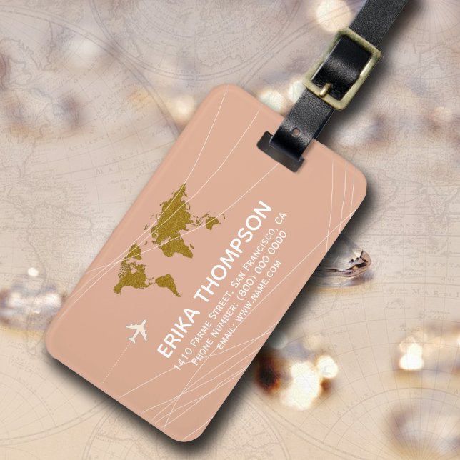 Weltkarte für benutzerdefinierte Rose Dusty Travel Gepäckanhänger (Von Creator hochgeladen)