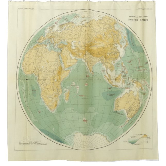 Weltkarte für den Indischen Ozean, Europa, Asien,  Duschvorhang (Vorderseite)