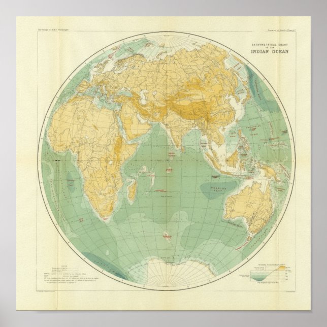 Weltkarte für den Indischen Ozean, Europa, Asien,  Poster (Vorne)