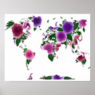 Weltkarte für Floral Poster