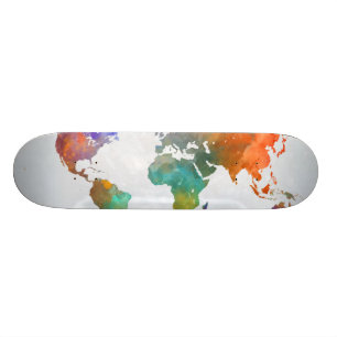Weltkarte für Wasserfarbe Skateboard