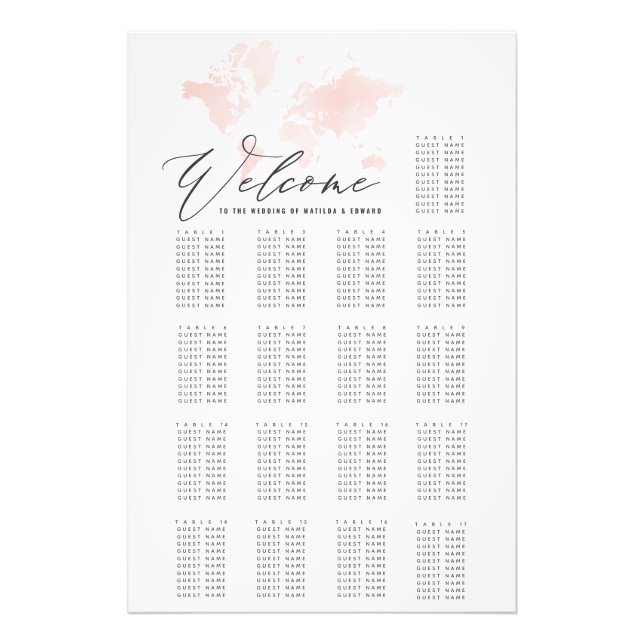 Weltkarte für Wasserfarben Hochzeitssitze Fotodruck (Vorne)