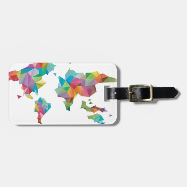 Weltkarte gemacht von den geometrischen Formen Gepäckanhänger (Vorderseite horizontal)
