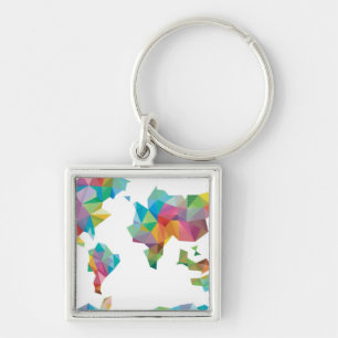 Weltkarte gemacht von den geometrischen Formen Schlüsselanhänger