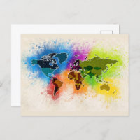 Weltkarte Geografie Wasserfarbener Urlaub Kunst, D